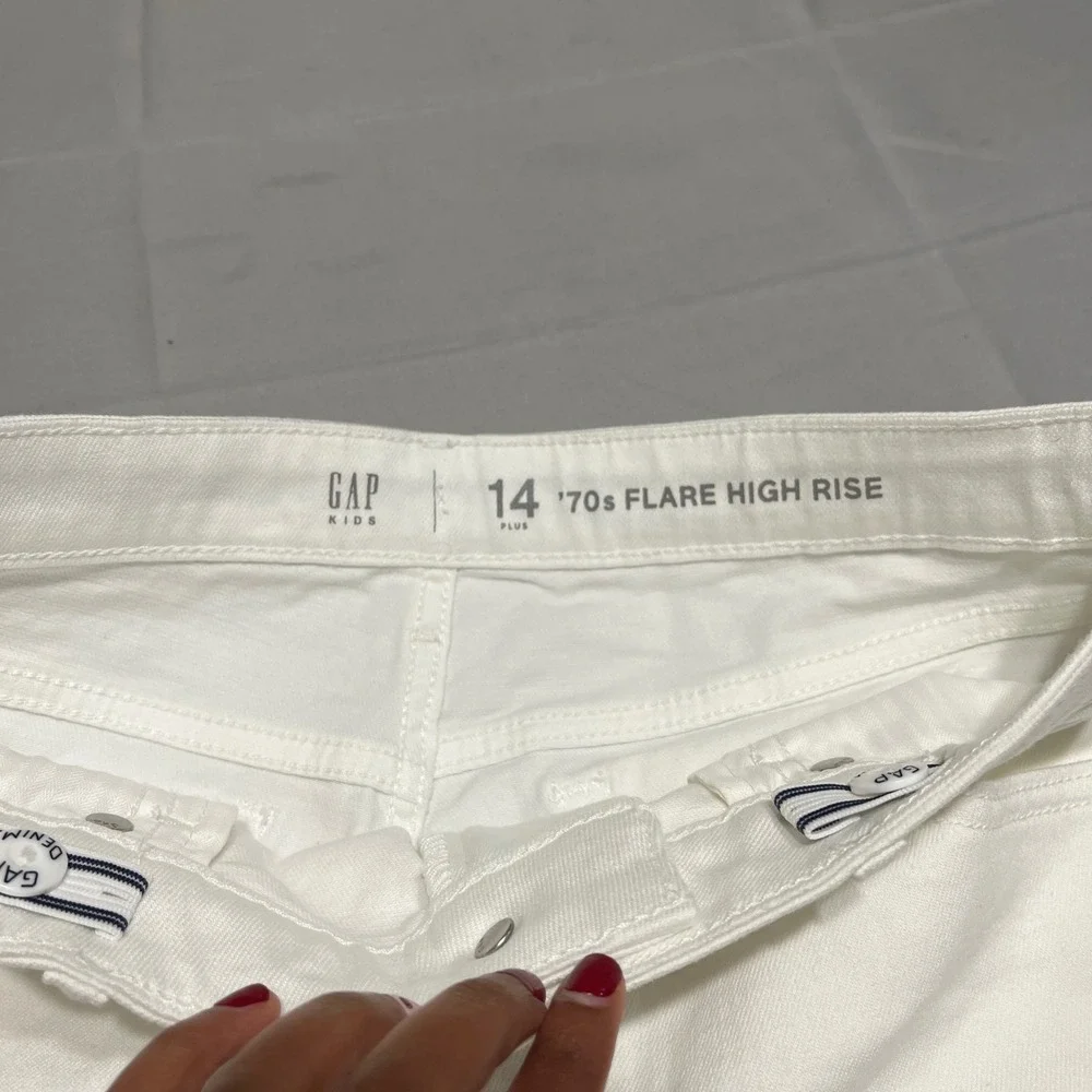 GAP‎ 70s Flare Jeans High Rise White Denim Stretch Size 14 Plus NWT Chic